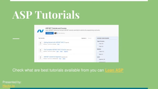 Learn ASP.NET - Best ASP.NET Tutorials | Hackr.io