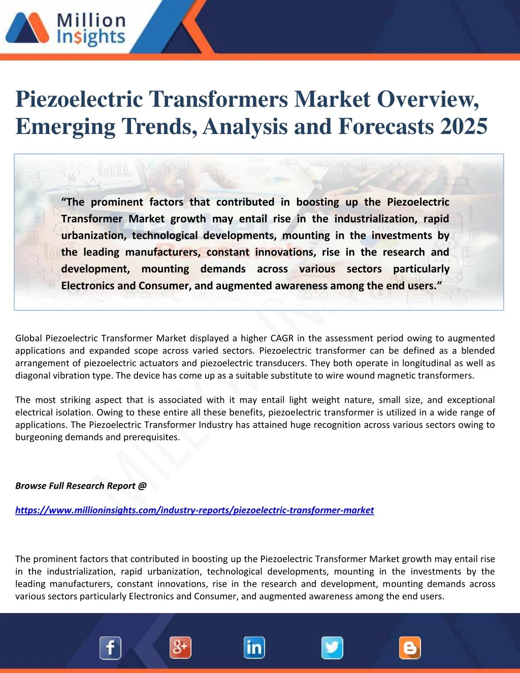 piezoelectric transformers market overview