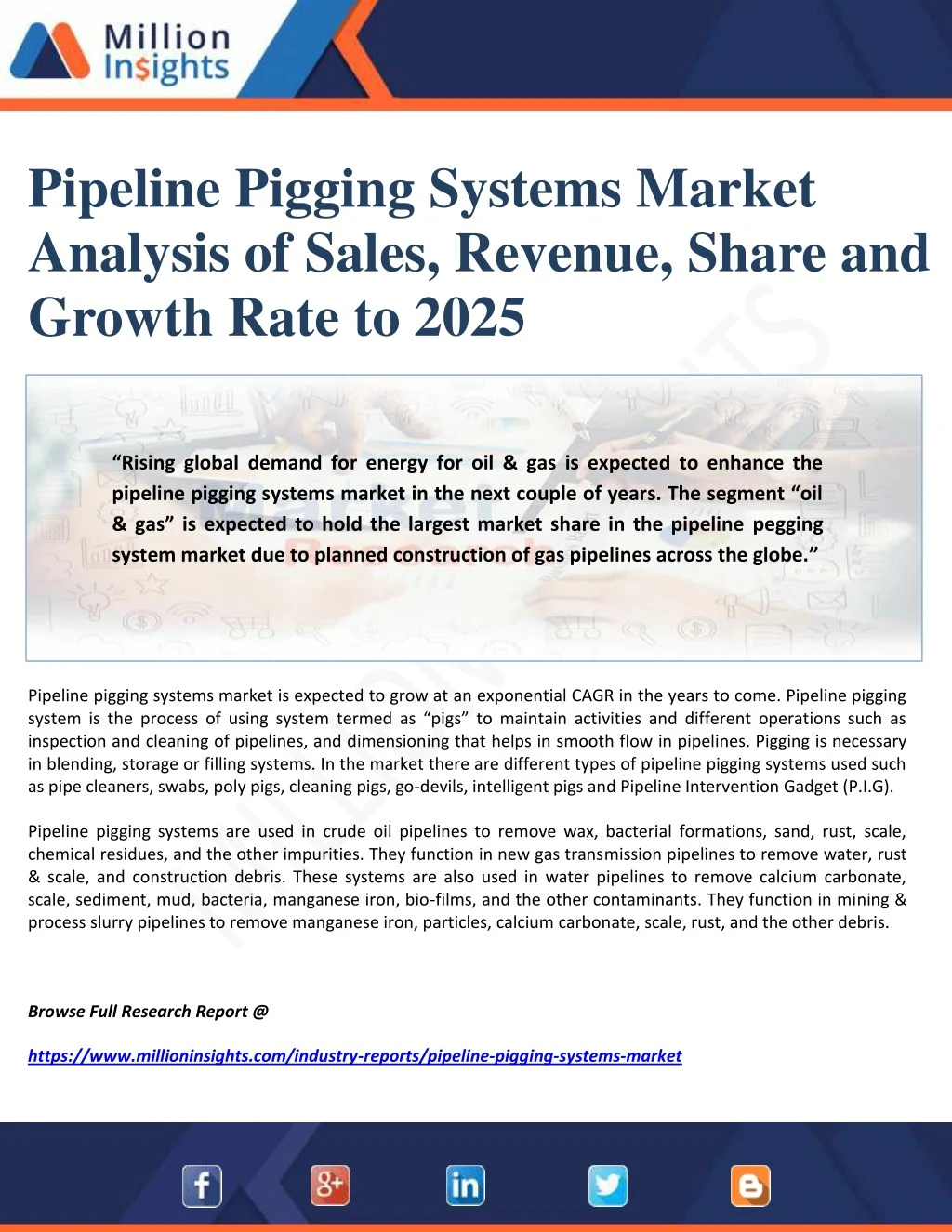 pipeline pigging systems market analysis of sales