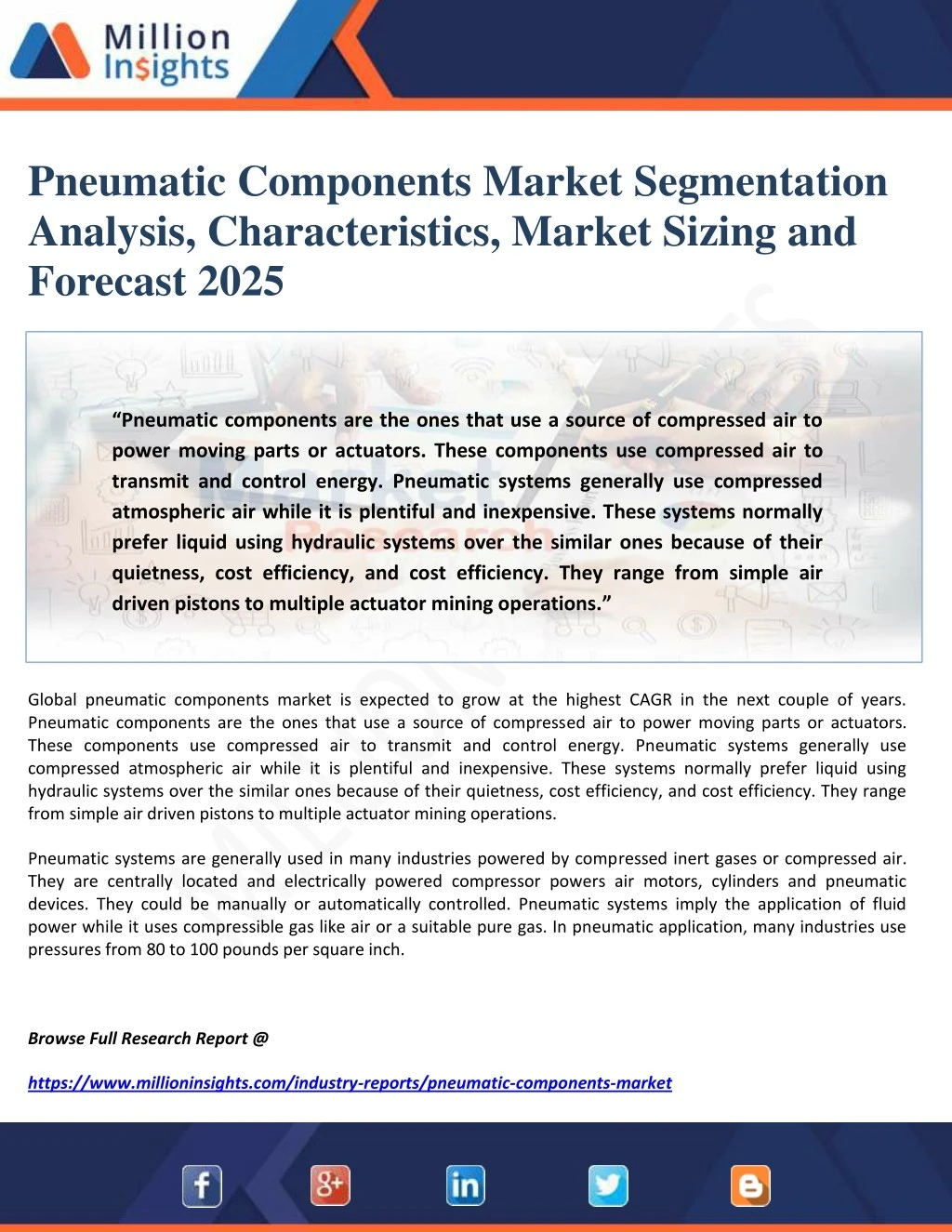 pneumatic components market segmentation analysis