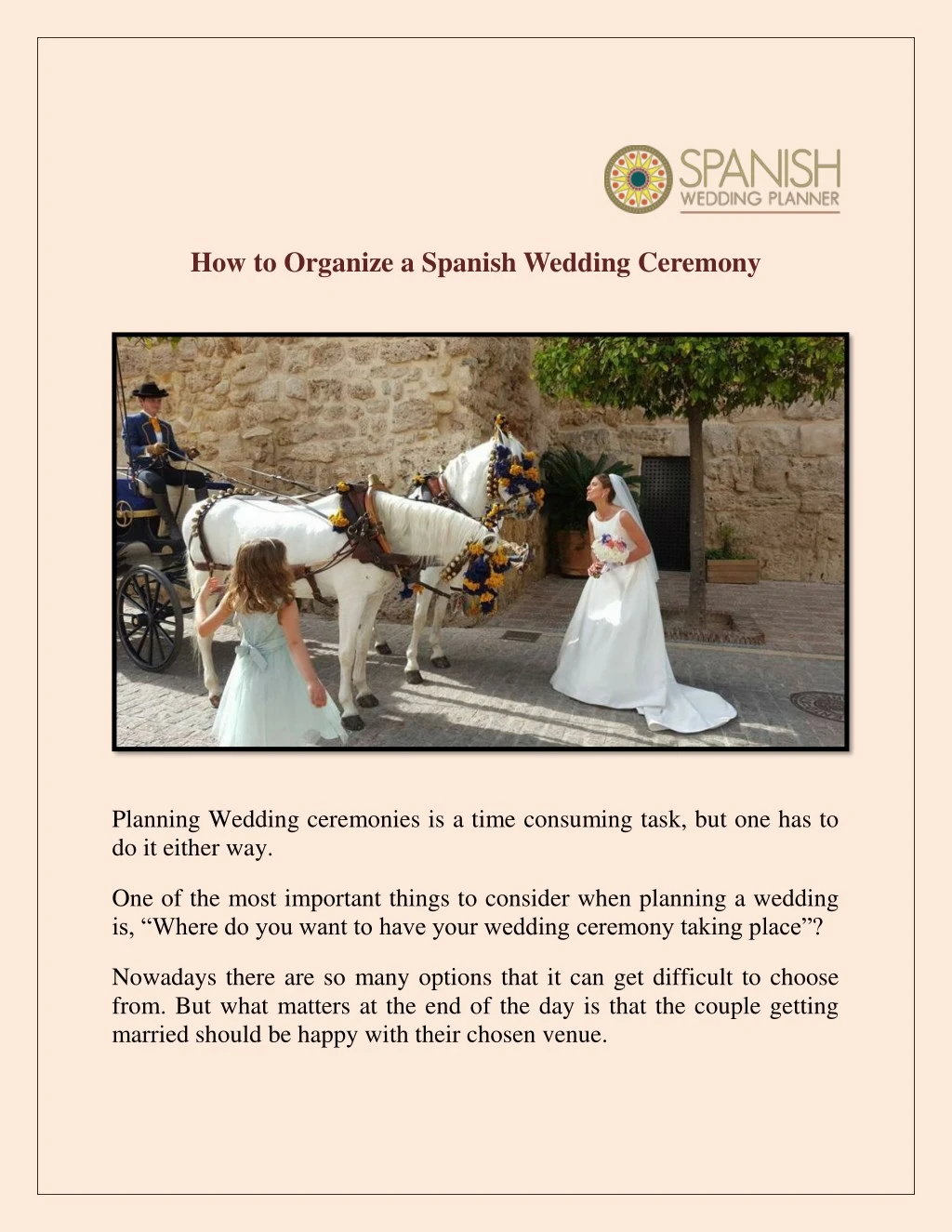 how to organize a spanish wedding ceremony