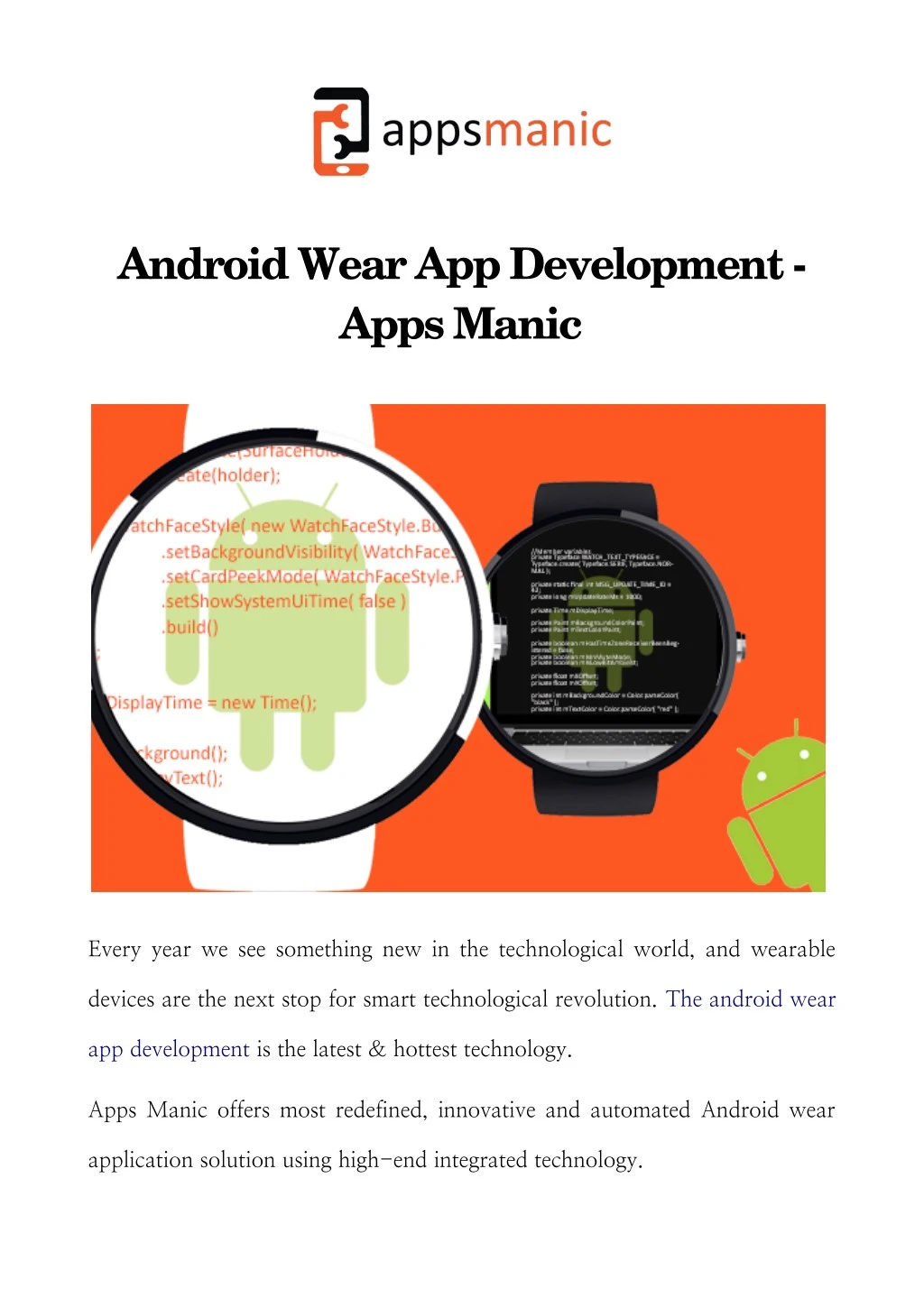 android wear app development apps manic