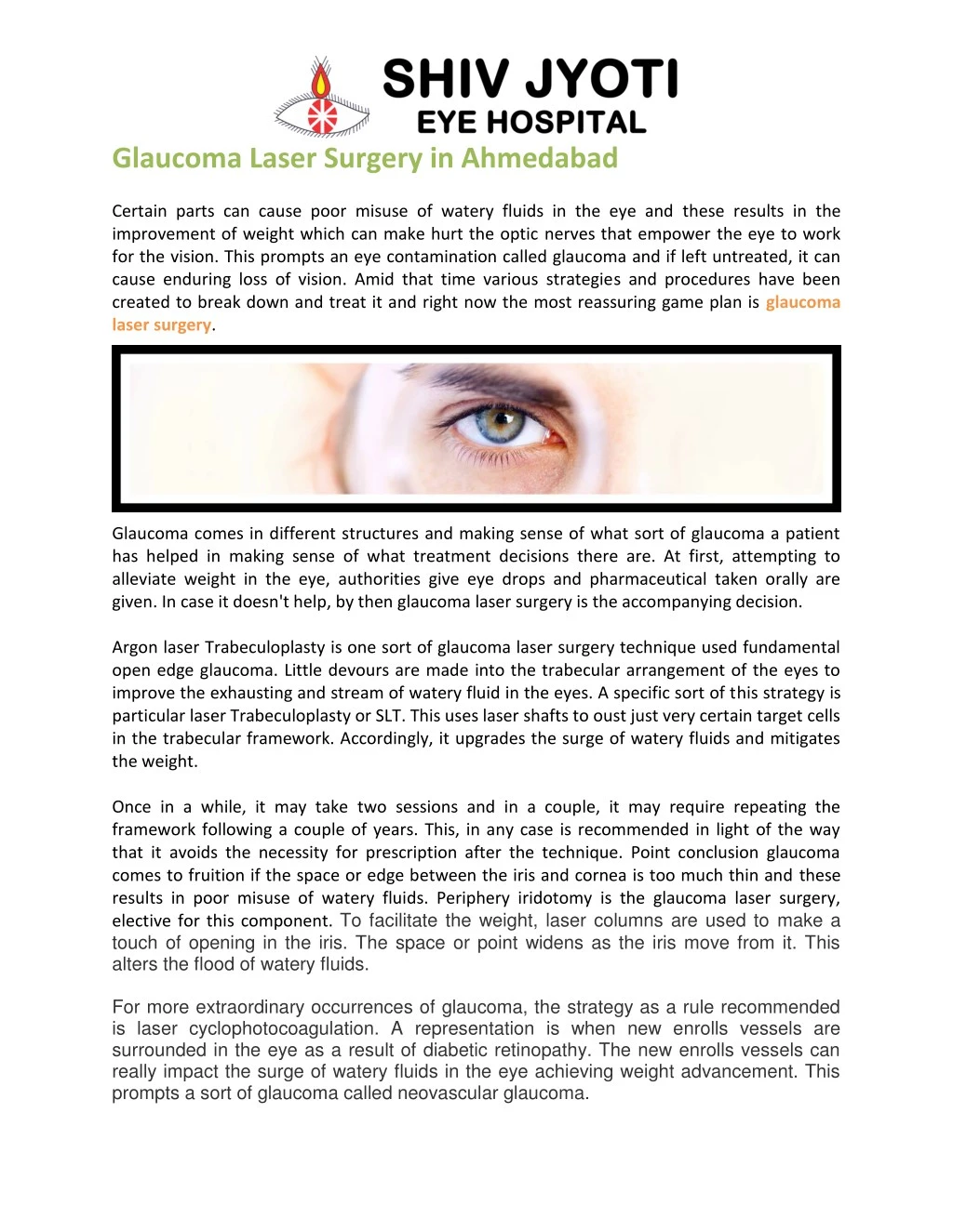 glaucoma laser surgery in ahmedabad certain parts