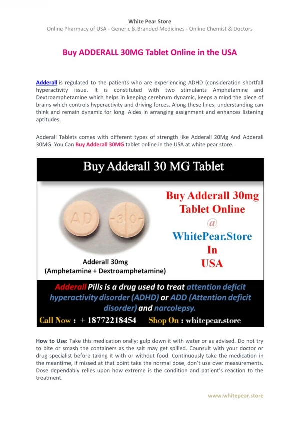 Buy Adderall 30MG tablets Online