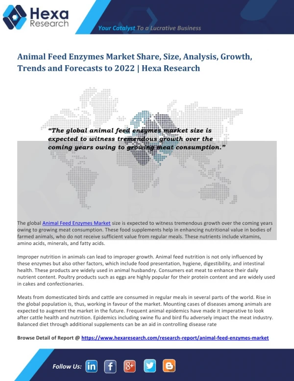Global Animal Feed Enzymes Industry Research Report - Market Analysis and Forecast to 2022