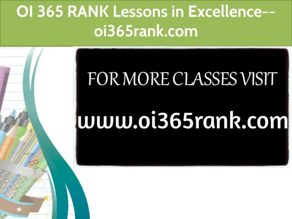 OI 365 RANK Lessons in Excellence-- oi365rank.com