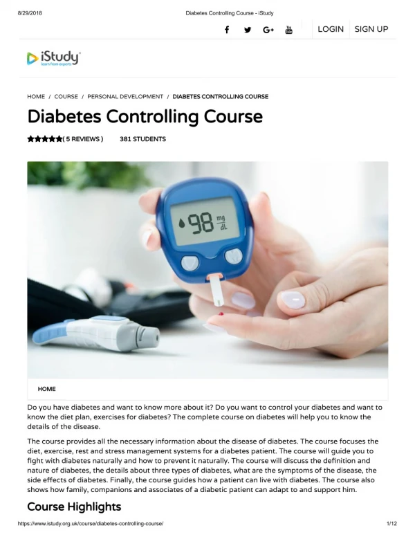 Diabetes Controlling Course - istudy