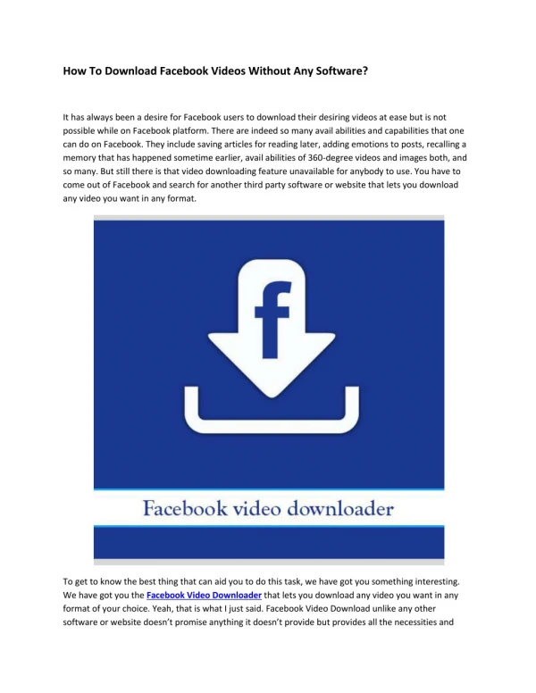 How To Download Facebook Videos Without Any Software