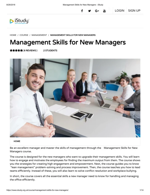 Management Skills for New Managers - istudy