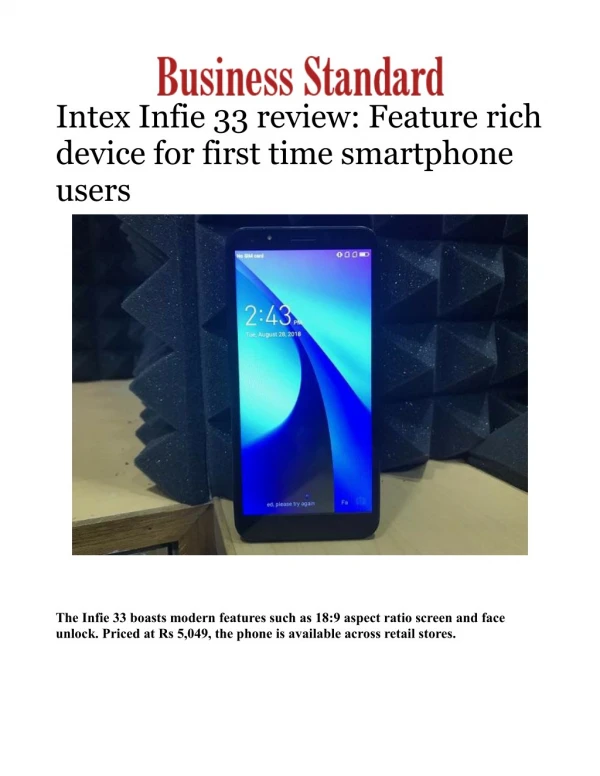 Intex Infie 33 review: Feature rich device for first time smartphone users 