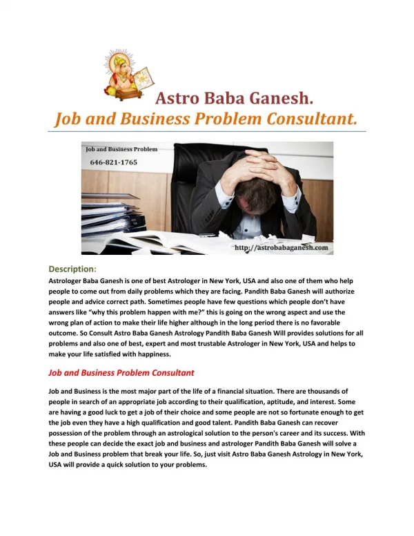 Astro Baba Ganesh. Job and Business Problem Consultant.