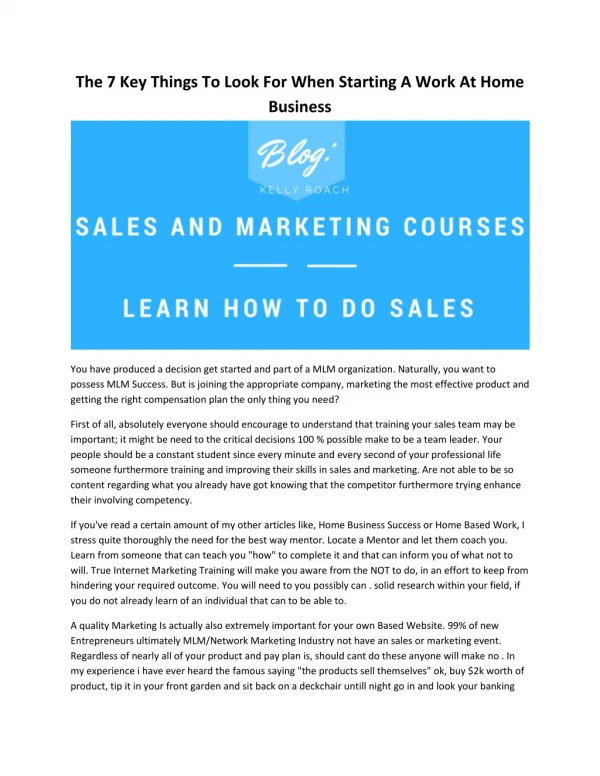 Sales And Marketing Course