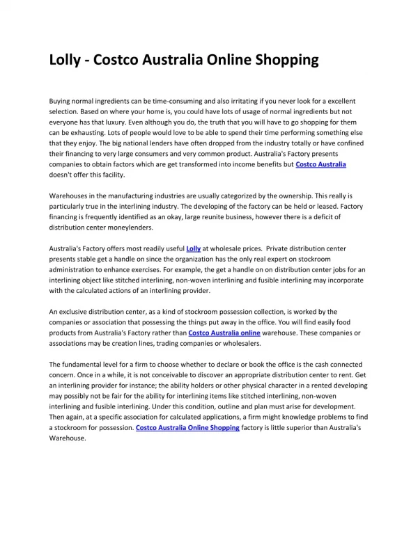Lolly - Costco Australia Online Shopping