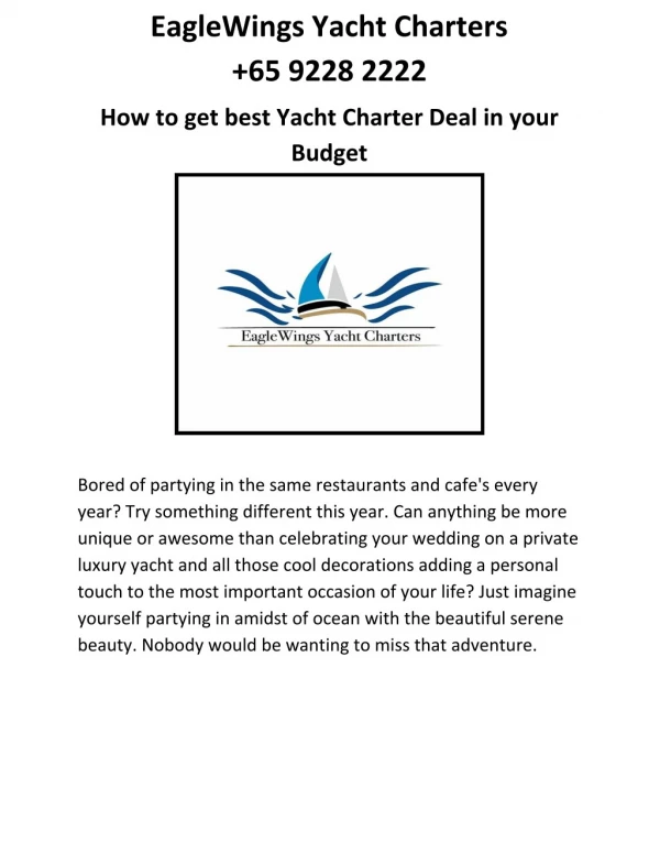 Get The Best Yacht Deals