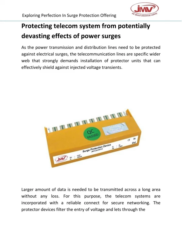 Protecting telecom system from potentially devasting effects of power surges