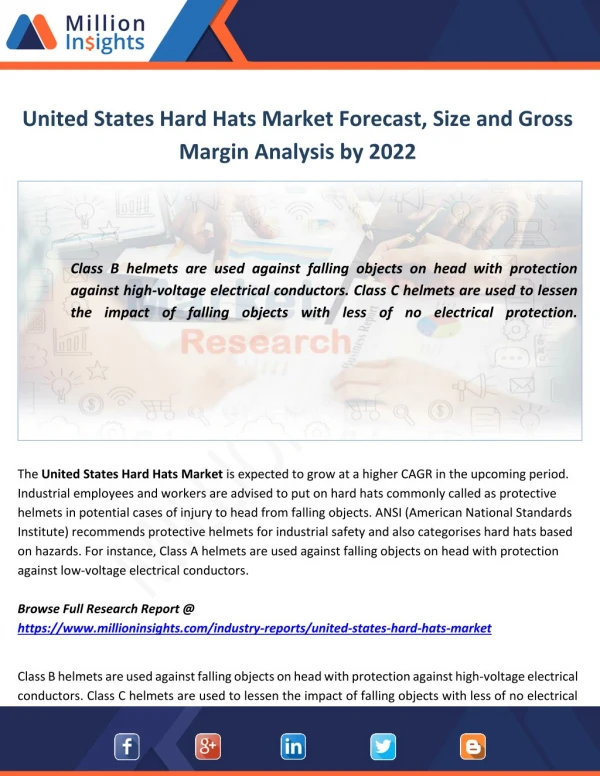 United States Hard Hats Industry Share by Manufacturers, Types and Current Scenario 2017-2022