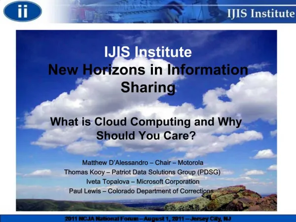 IJIS Institute New Horizons in Information Sharing