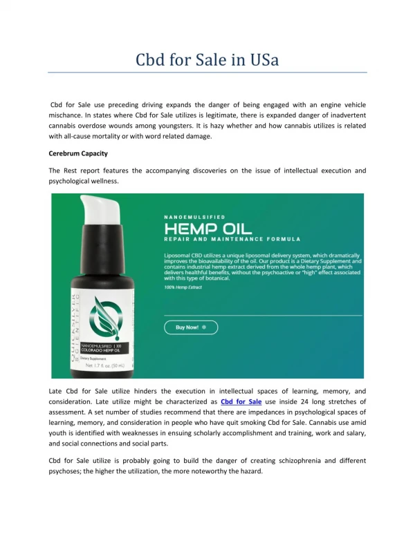 Cbd for Sale in USa | Liposomal CBD Oil
