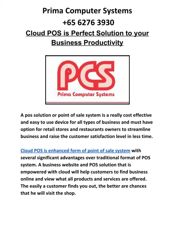 Cloud POS Solution - A Business Monitoring Tool