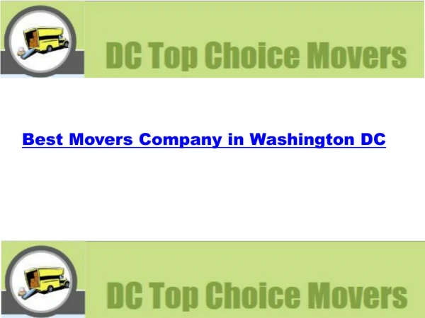 Best Movers Company in Washington DC