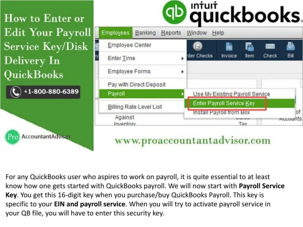 Enter or Edit Your Payroll Service Key in QuickBooks