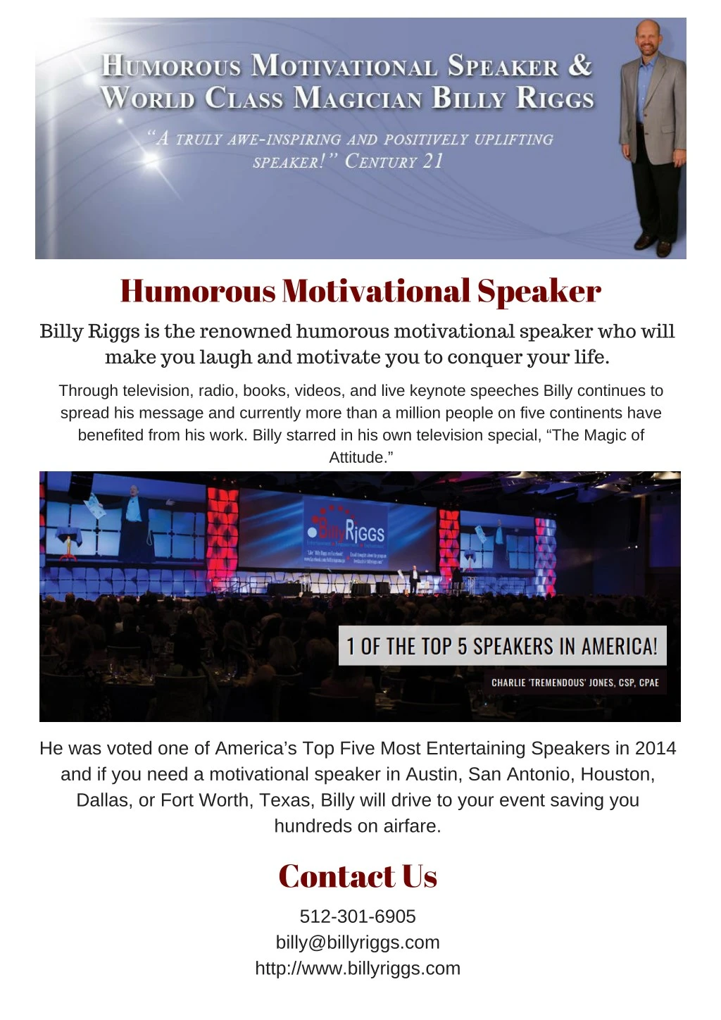 humorous motivational speaker billy riggs