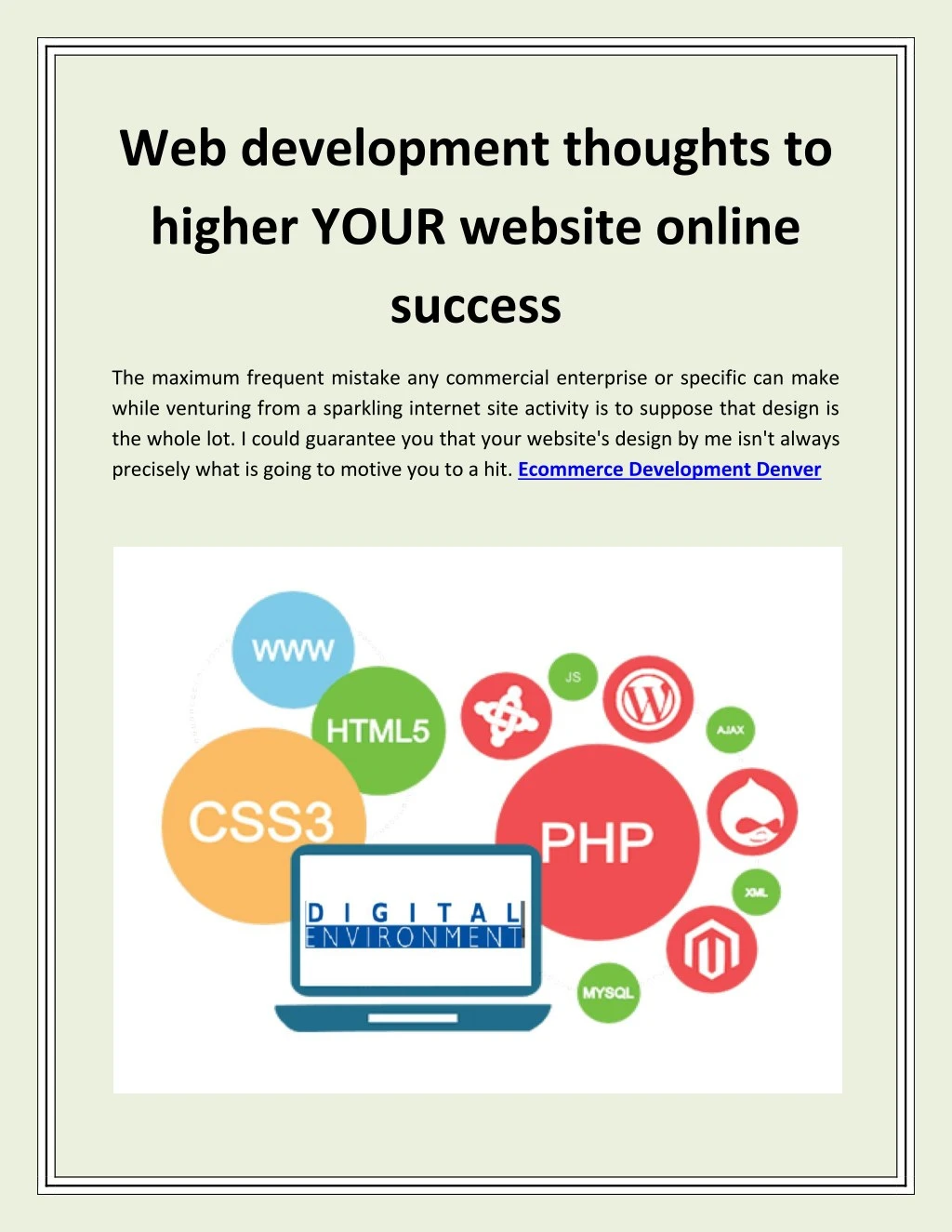 web development thoughts to higher your website