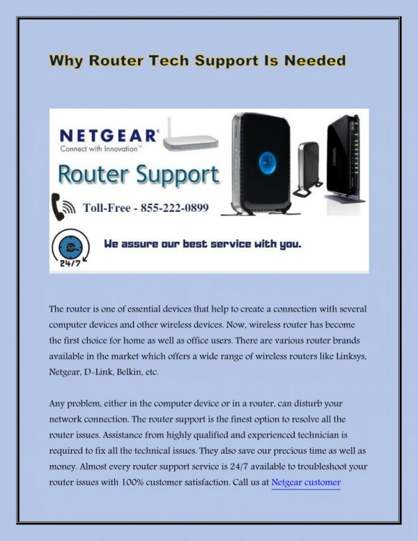 Netgear Customer Service Phone Number 1-855-222-0899