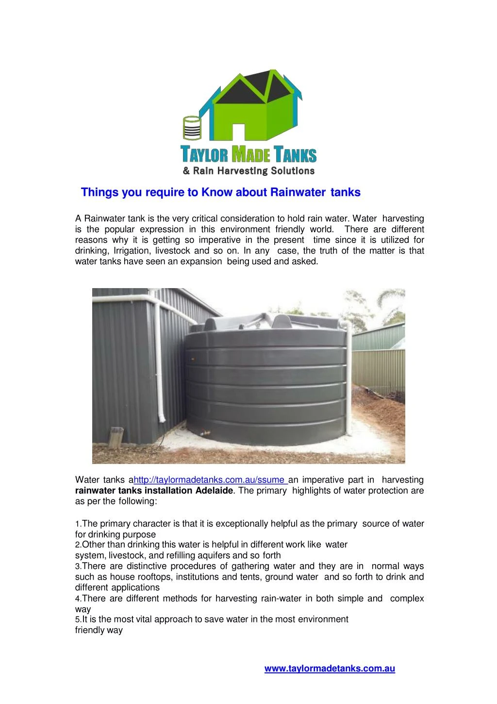 things you require to know about rainwater tanks