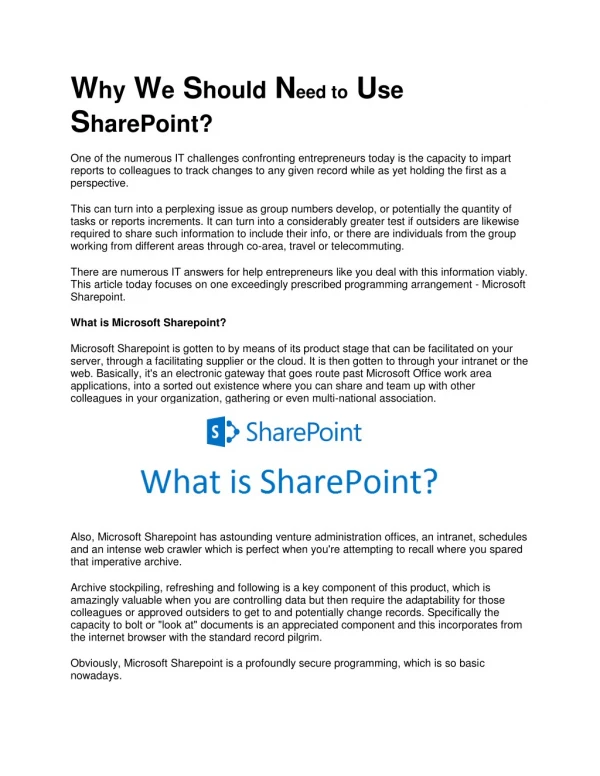 Why We Should Need to Use SharePoint?