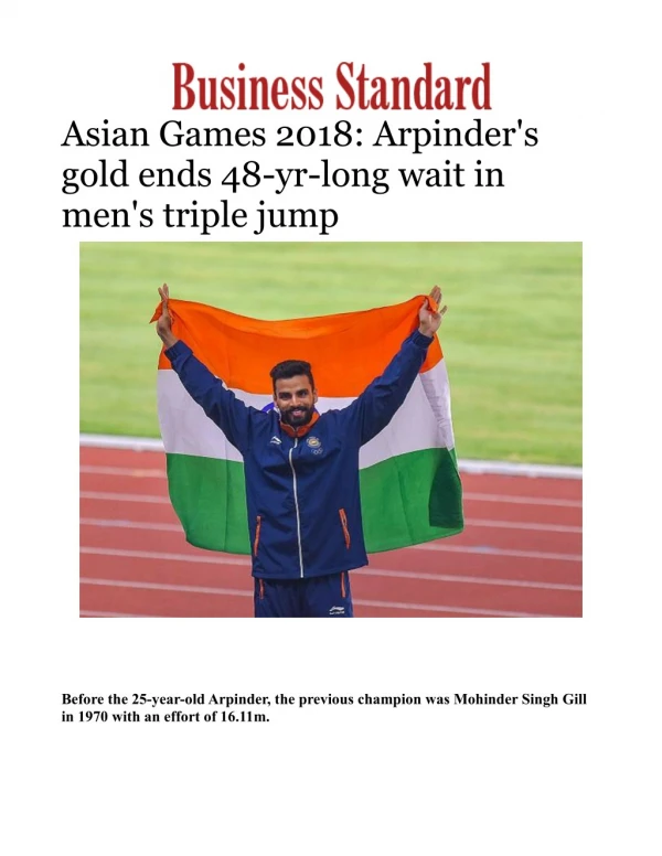Asian Games 2018: Arpinder's gold ends 48-yr-long wait in men's triple jump 