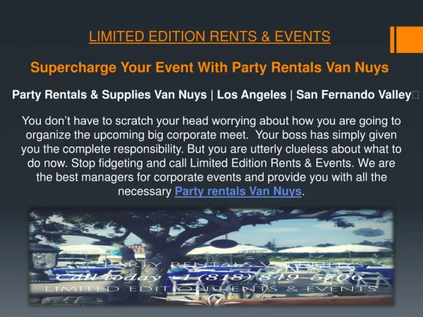 Supercharge Your Event With Party Rentals Van Nuys