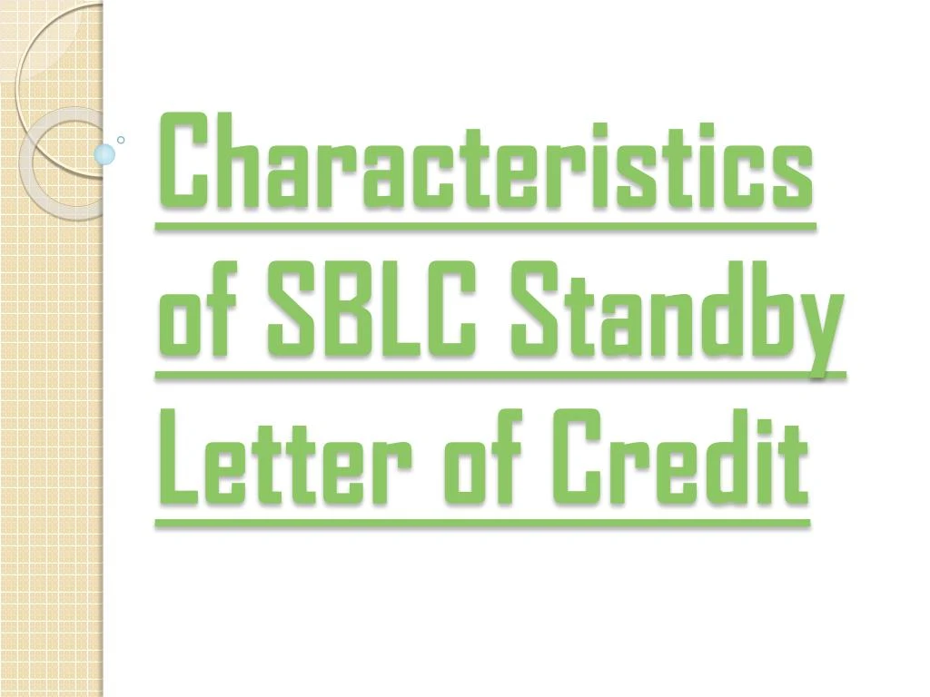 characteristics of sblc standby letter of credit