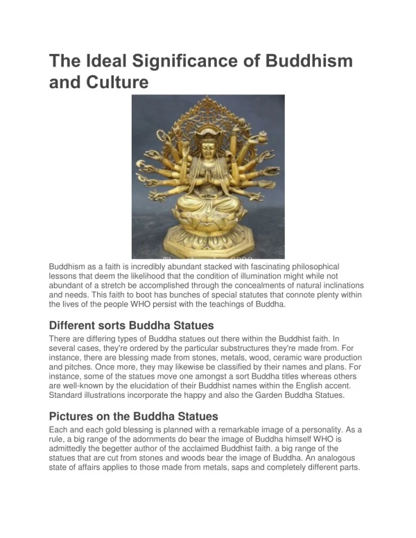 The Ideal Significance of Buddhism and Culture