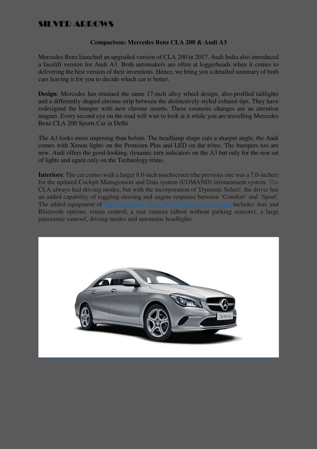 PPT - Comparison: Mercedes Benz CLA 200 & Audi A3 PowerPoint Presentation -  ID:7989996