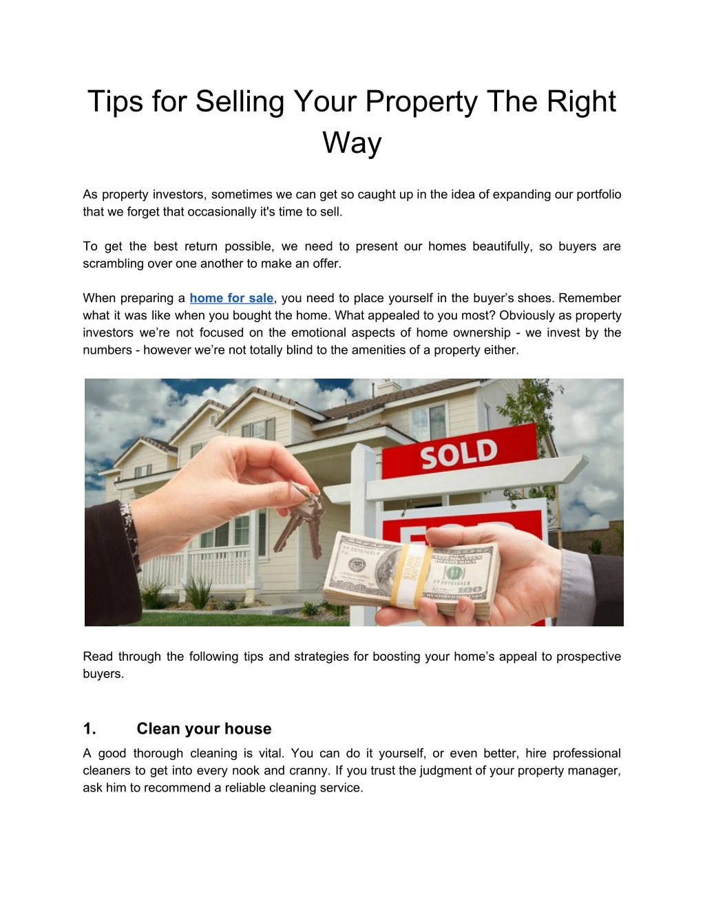 tips for selling your property the right way