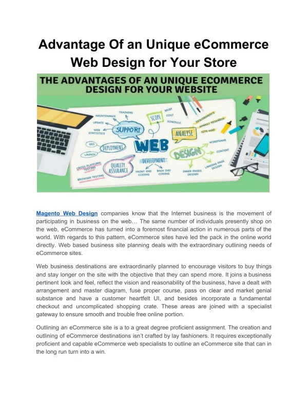 Advantage Of an Unique eCommerce Web Design for Your Store