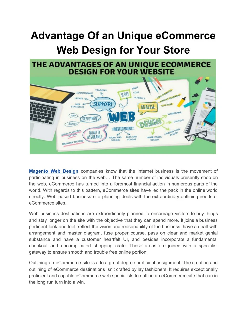 advantage of an unique ecommerce web design