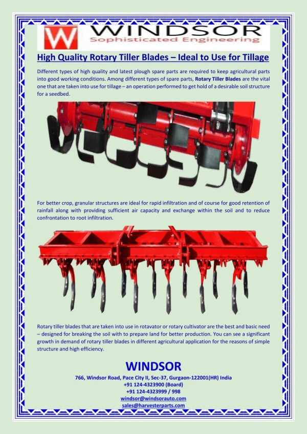 High Quality Rotary Tiller Blades – Ideal to Use for Tillage