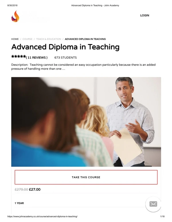 Advanced Diploma in Teaching - John Academy