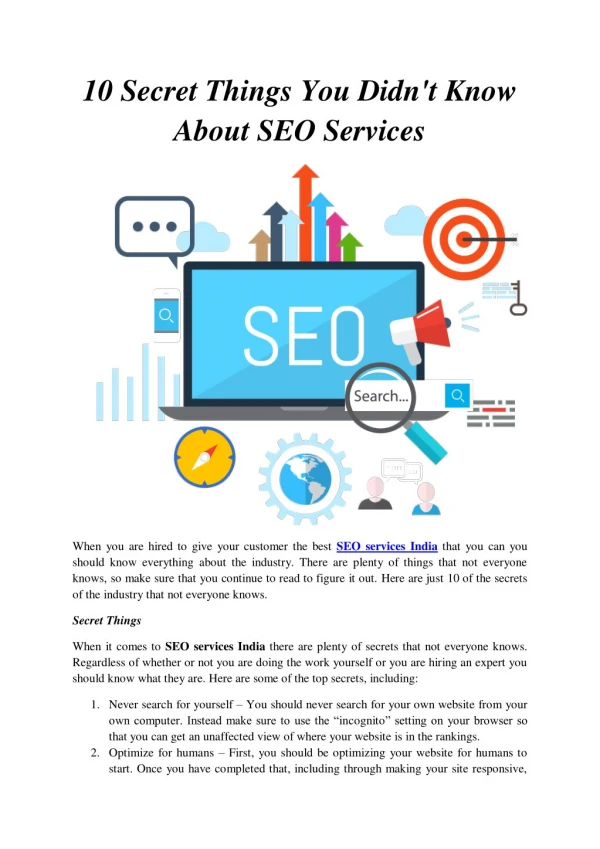 10 Secret Things You Didn't Know About SEO Services