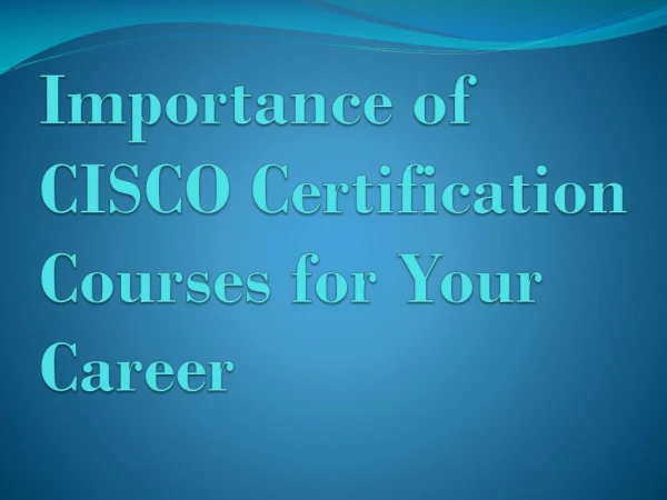 More Career Options with CISCO Certification Courses