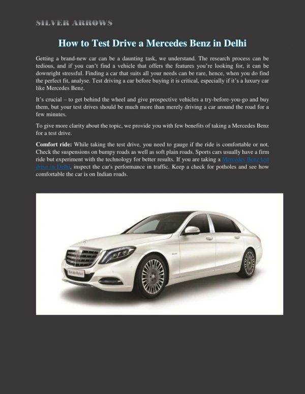 How to Test Drive a Mercedes Benz in Delhi