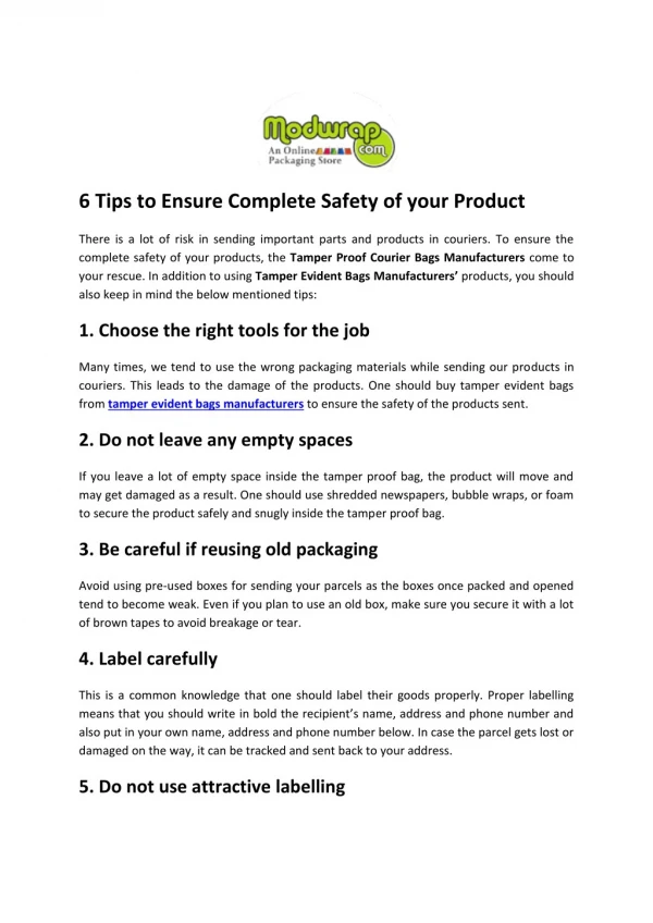 6 tips to ensure complete safety of your product