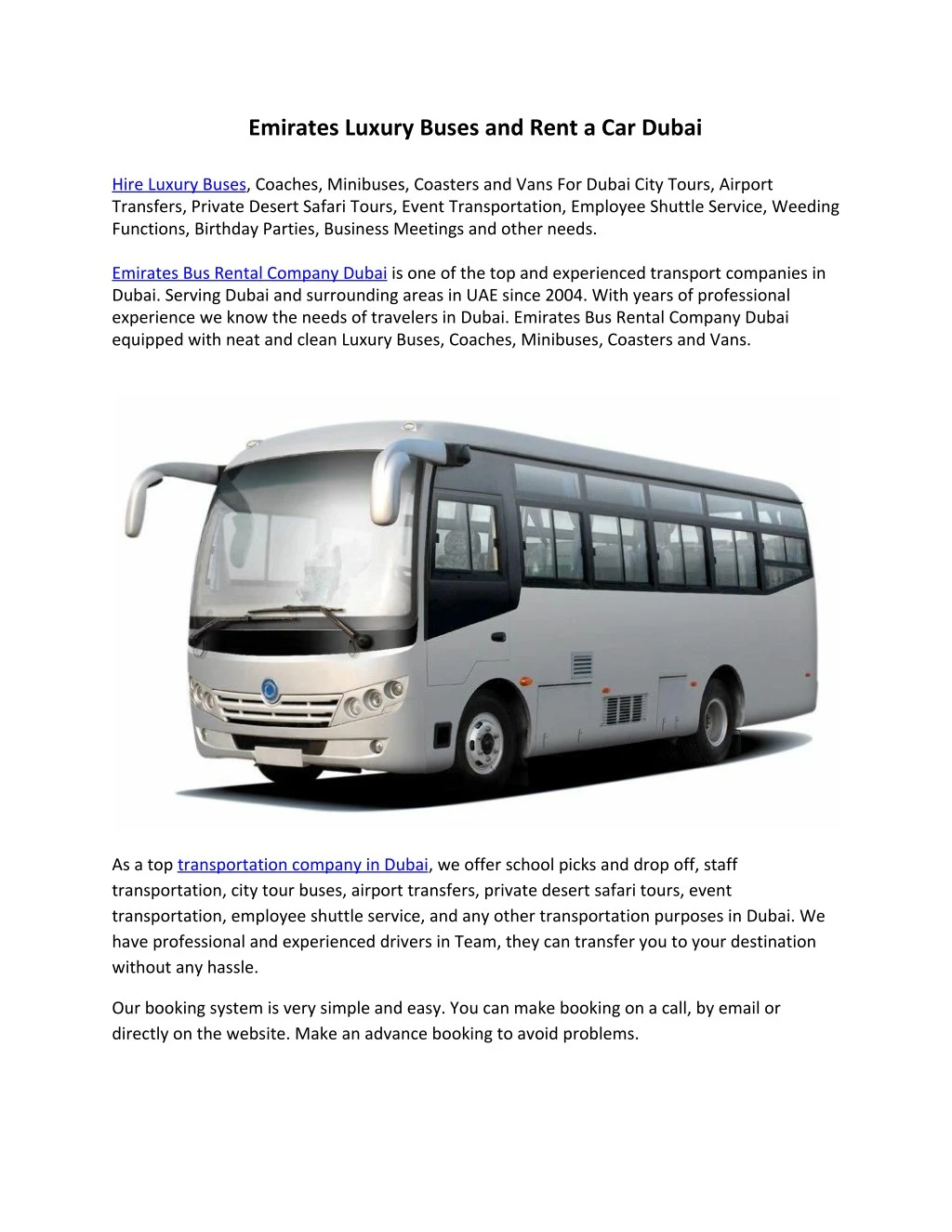 emirates luxury buses and rent a car dubai hire