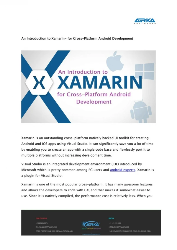 An Introduction to Xamarin- for Cross-Platform Android Development