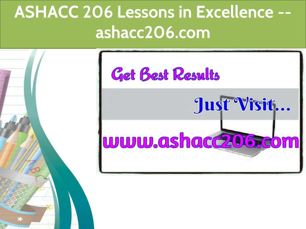 ashacc 206 lessons in excellence ashacc206 com
