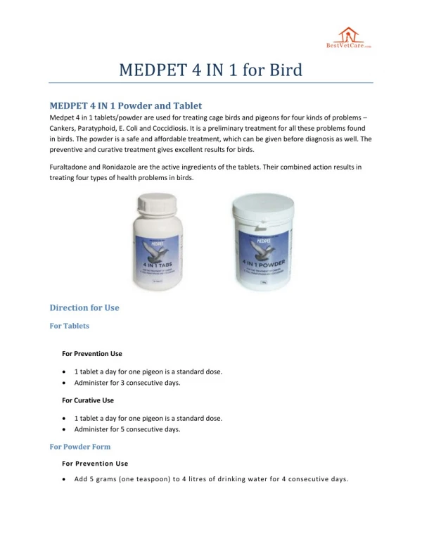 Medpet 4 in 1 for bird