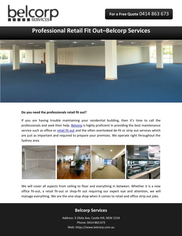 Professional Retail Fit Outâ€“Belcorp Services