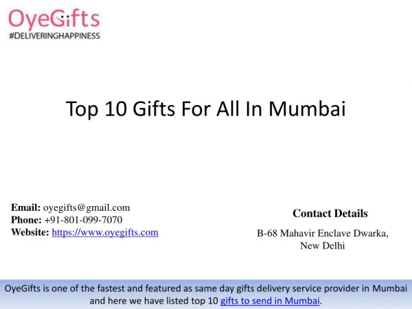 Top 10 Gifts For All In Mumbai